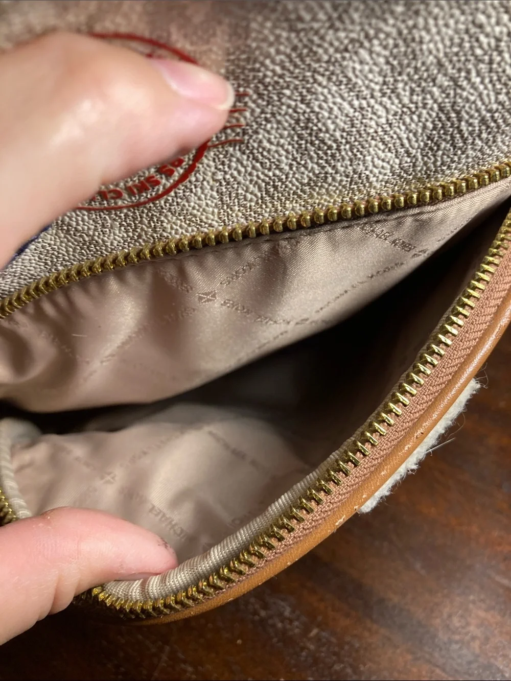 Michael Kors Cream Logo Aspen  Patch Backpack with Tan Trim